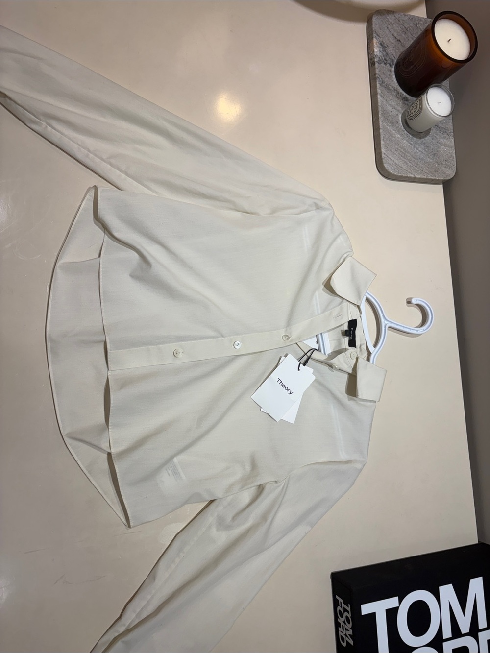 NWT Theory Cream Button-Down Shirt